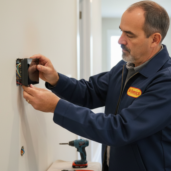 Air Dynamics of Tulsa technician diagnosing an issue during an AC repair service.